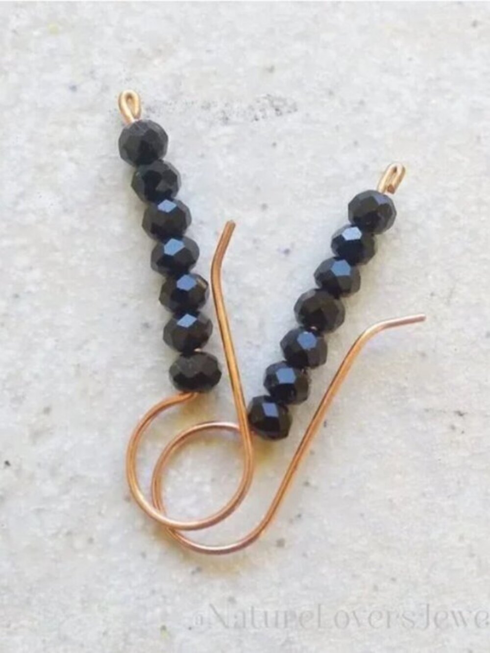 Handmade Black Crystal Stick Earrings • Slim Glam Dangles • Evening Date Chic